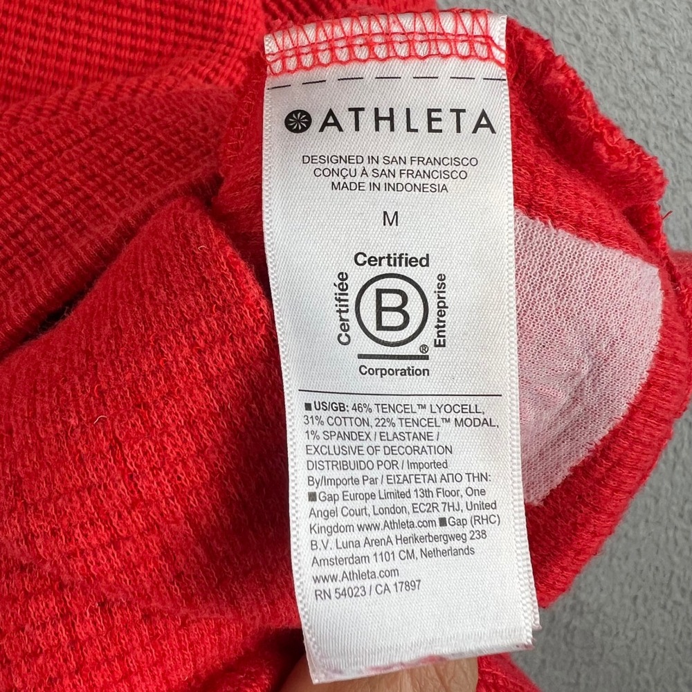 Athleta Red Waffle Knit Lounge Set Cropped Hoodie and Joggers Size M - Picture 16 of 16